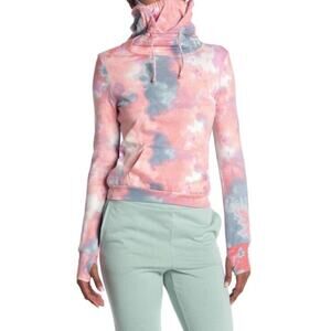 Love, Fire Women's Face Mask Thumbhole Hoodie in Tie Dye‎ Print XSmall